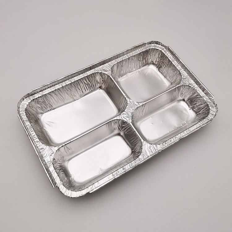 Lunchbox aus Aluminiumfolie mit vier Fächern und großem Fassungsvermögen zum Herausnehmen
